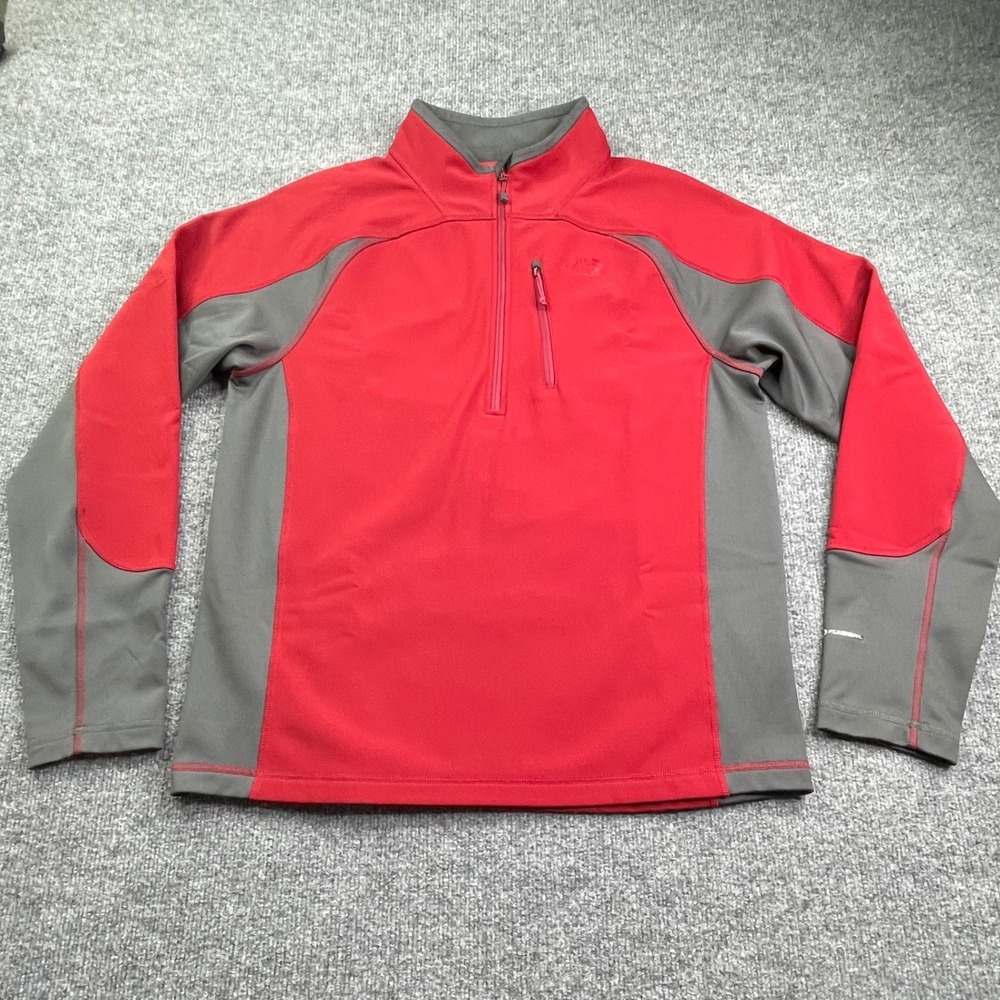 The North Face Pullover Men's M Red Grey FlashDry 1/4 Zip